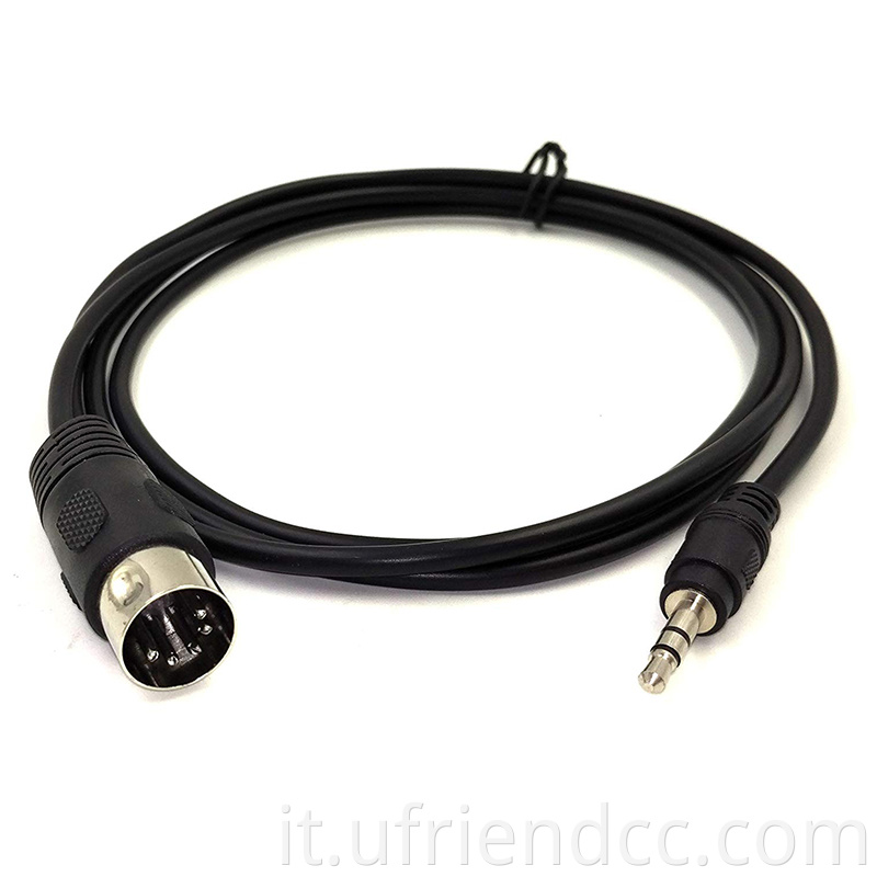 Audio stereo in PVC nero di alta qualità da 3,5 mm cavo DIN a 5 pin